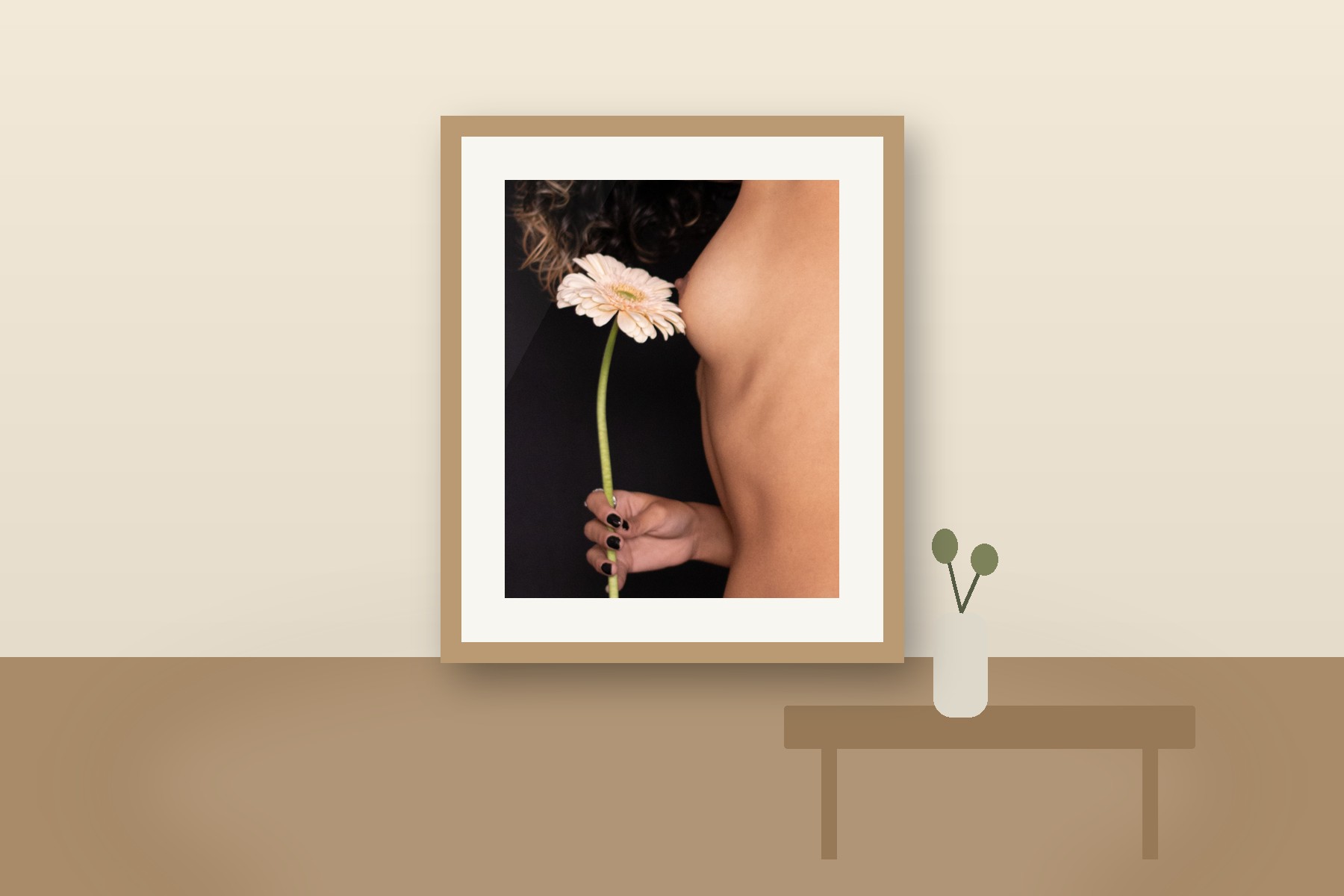 Mèranö displayed as a framed print in a coordinated interior